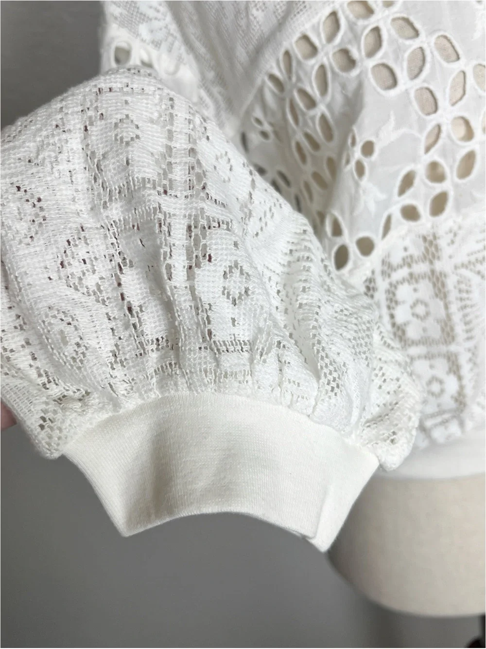 Anthropologie White Eyelet Cropped Button-Front Top